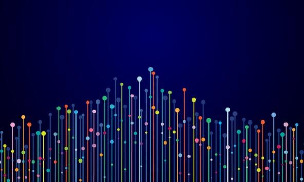 series of coloured lines and dots against a dark blue background to suggest modelling or comparison